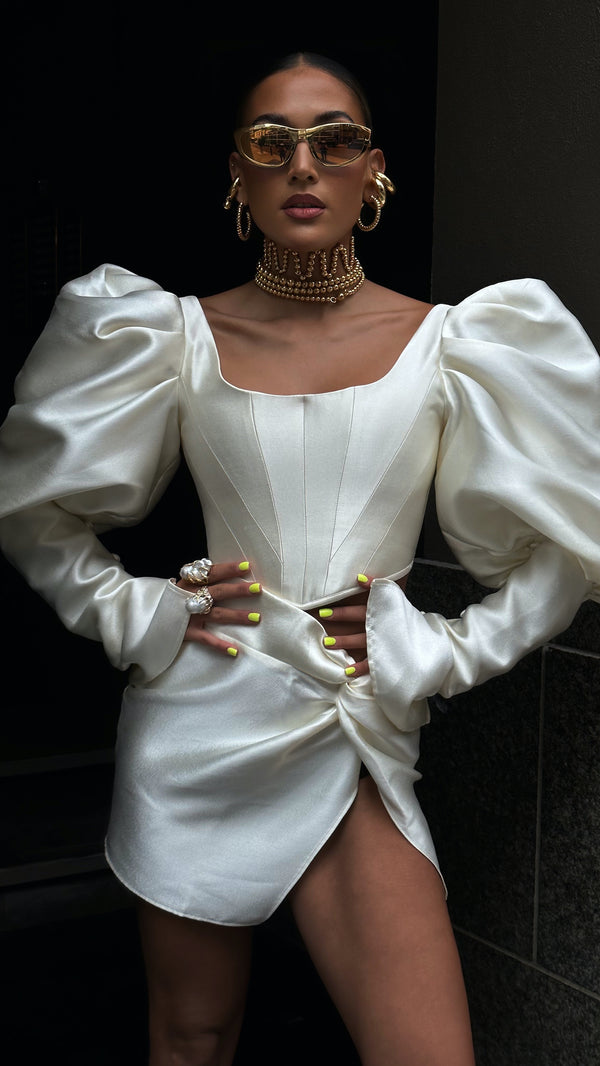 Nina Tulum Mini Skirt Ivory White