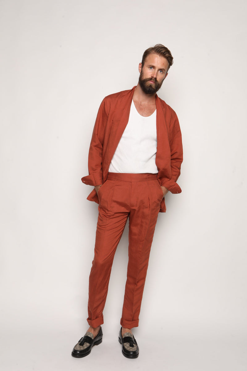 Gio High Waist Ghurka Trousers Terracotta