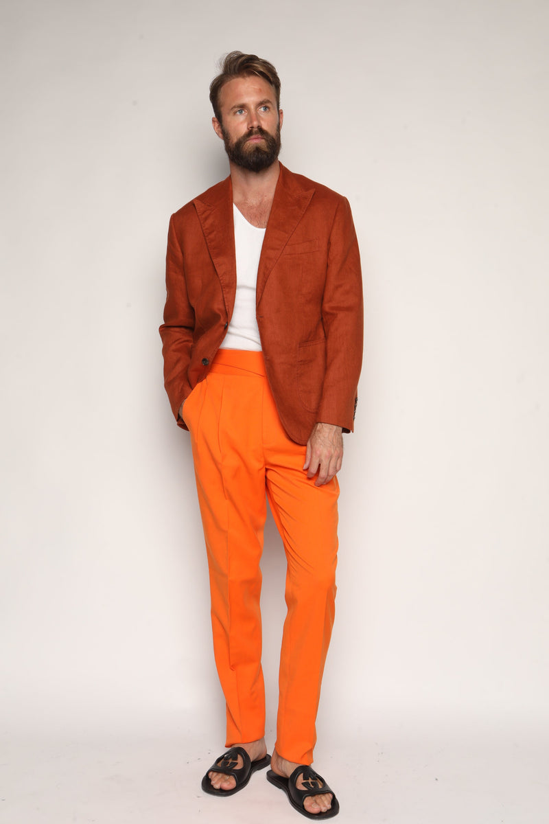 Gio High Waist Ghurka Trousers Orange Cotton