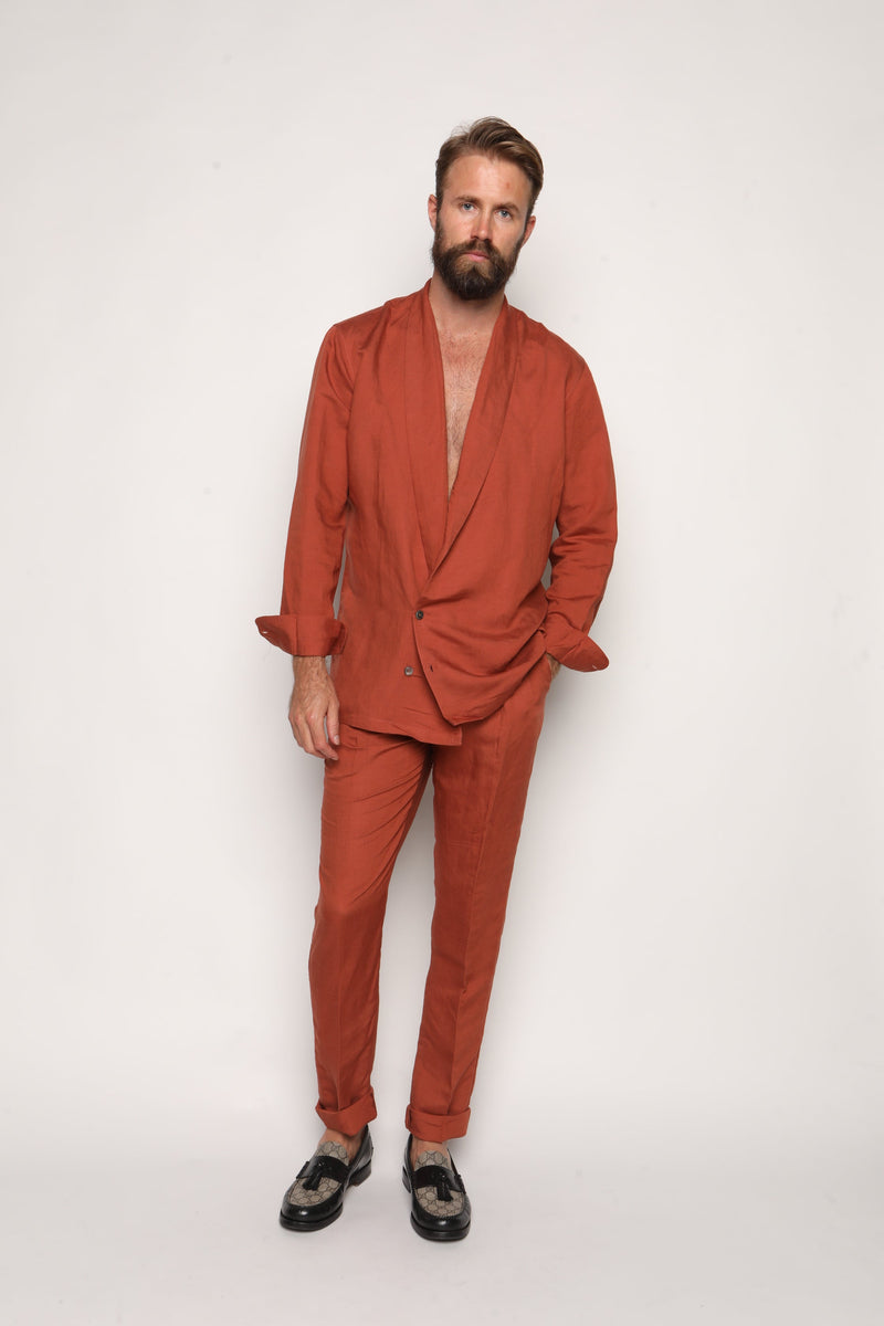 Gio High Waist Ghurka Trousers Terracotta