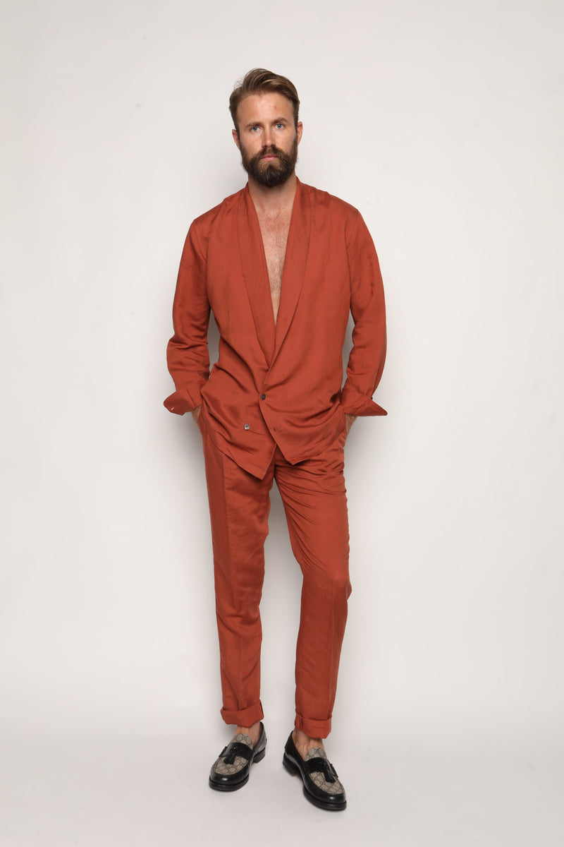 Gio High Waist Ghurka Trousers Terracotta