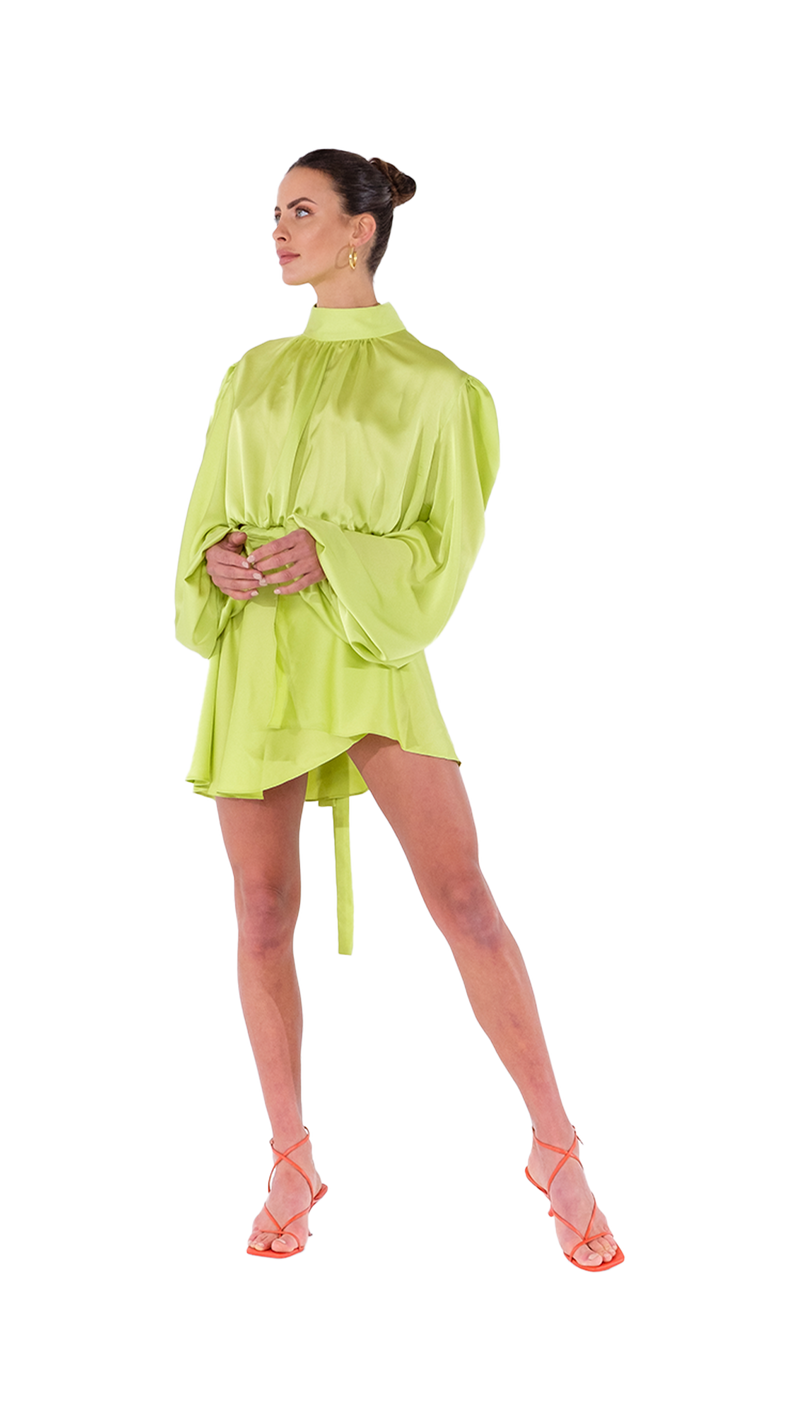 Palermo High Neck Blouse Lime Green