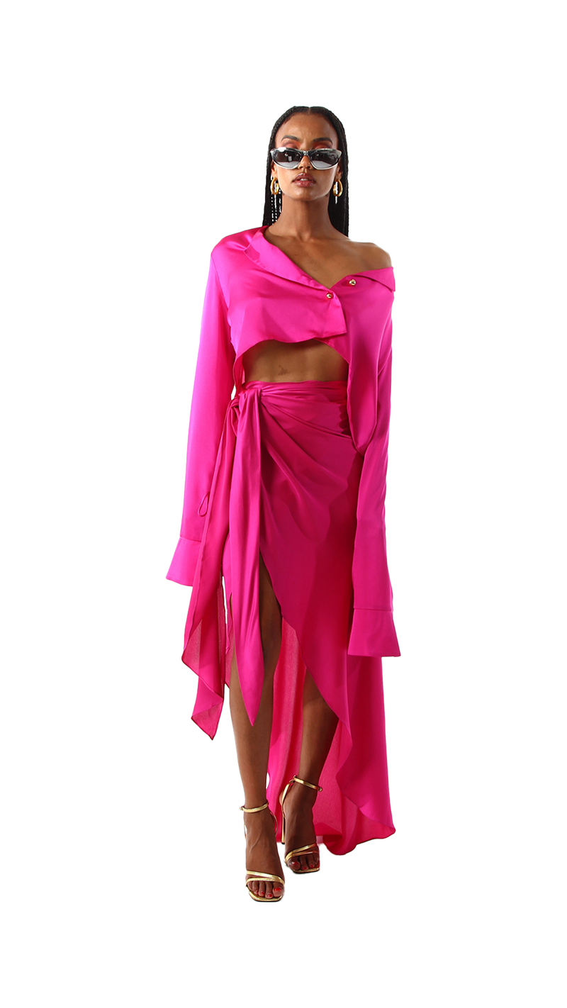 Palermo French Cuff Blouse Deep Pink