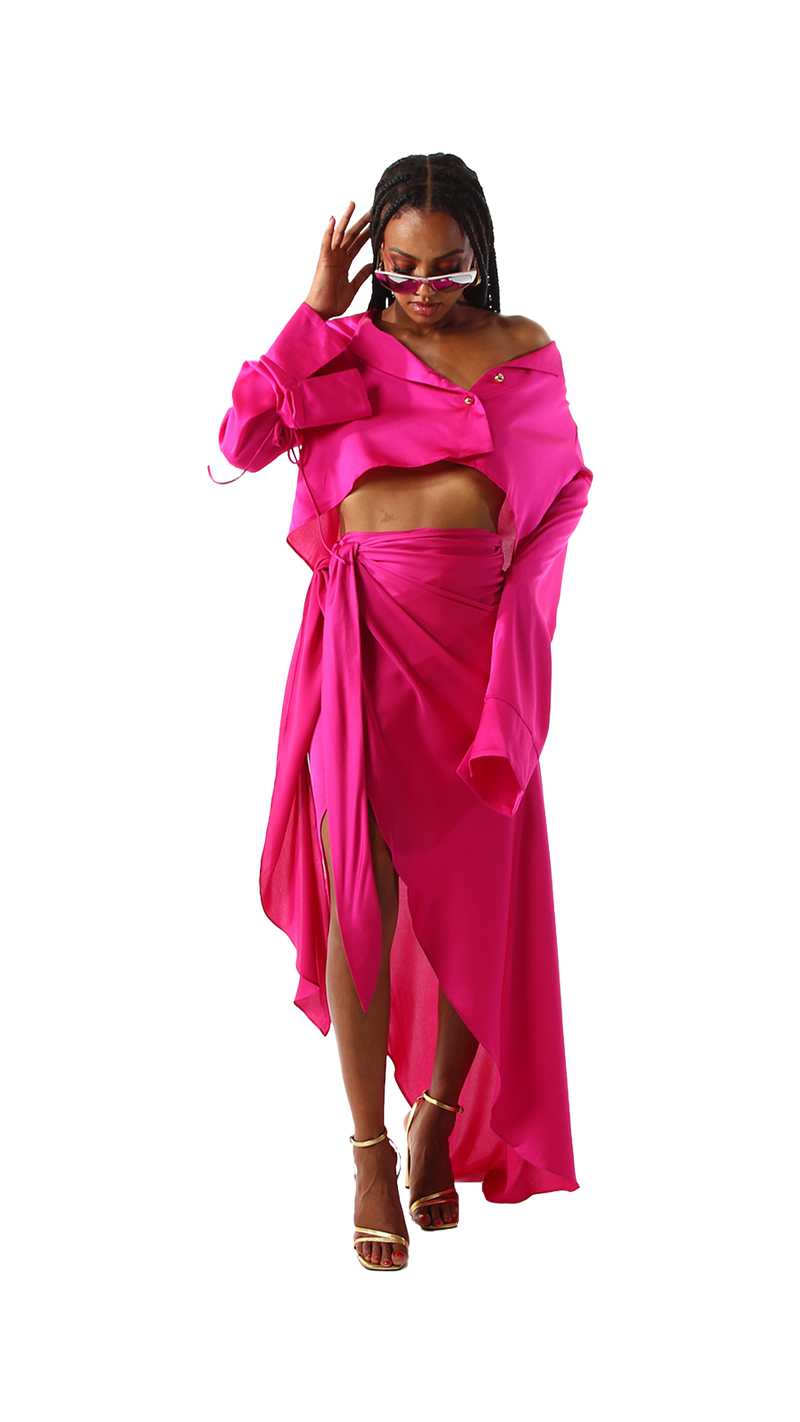 Palermo French Cuff Blouse Deep Pink