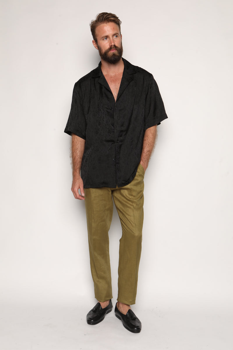 Miami Silk Shirt Black Oriental