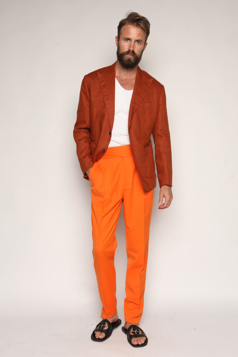 Gio High Waist Ghurka Trousers Orange Cotton
