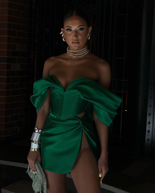 Nina Tulum Mini Skirt Emerald Green