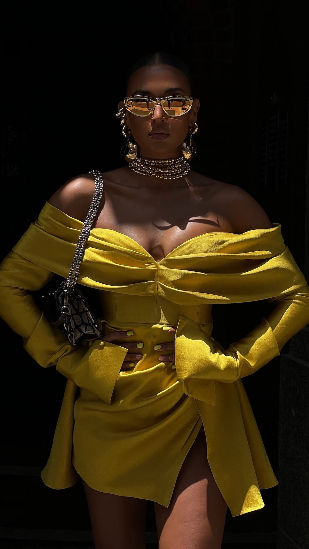 mustard yellow mini dress NINETTA – Khirzad Egle ( the blond All Sizes:16 priority-01-loveheart-crystal-stud-earrings-silver-pearl Occasion Dresses | Wedding,