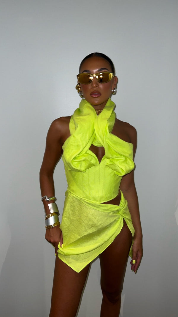 Tulum Mini Skirt Fluro Yellow