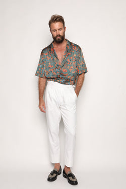 Miami Silk Shirt Teal Oriental